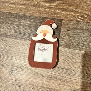 Small Decorative Santa Christmas Wooden Picture Frame Vintage
